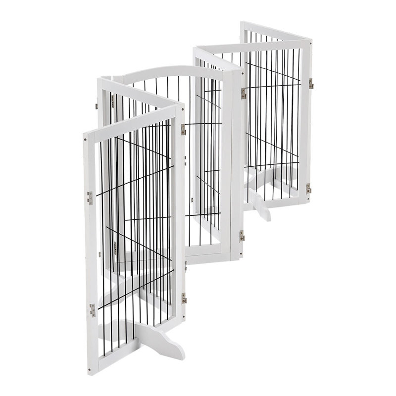 Freestanding Metal Folding Pet Gate, White, 335cm