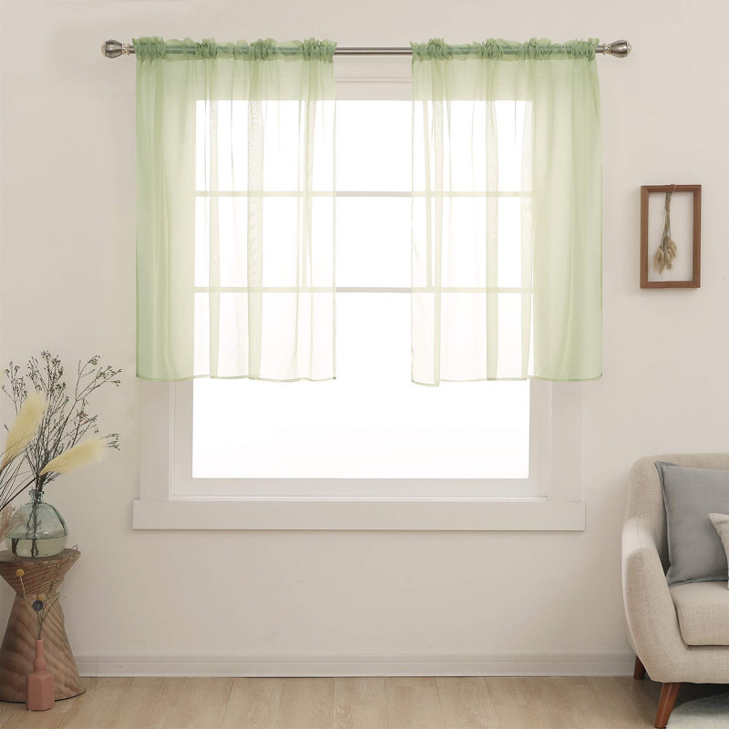 Rod Pocket Sheer Voile Curtain (Set Of 2), White, 60" W x 72" L