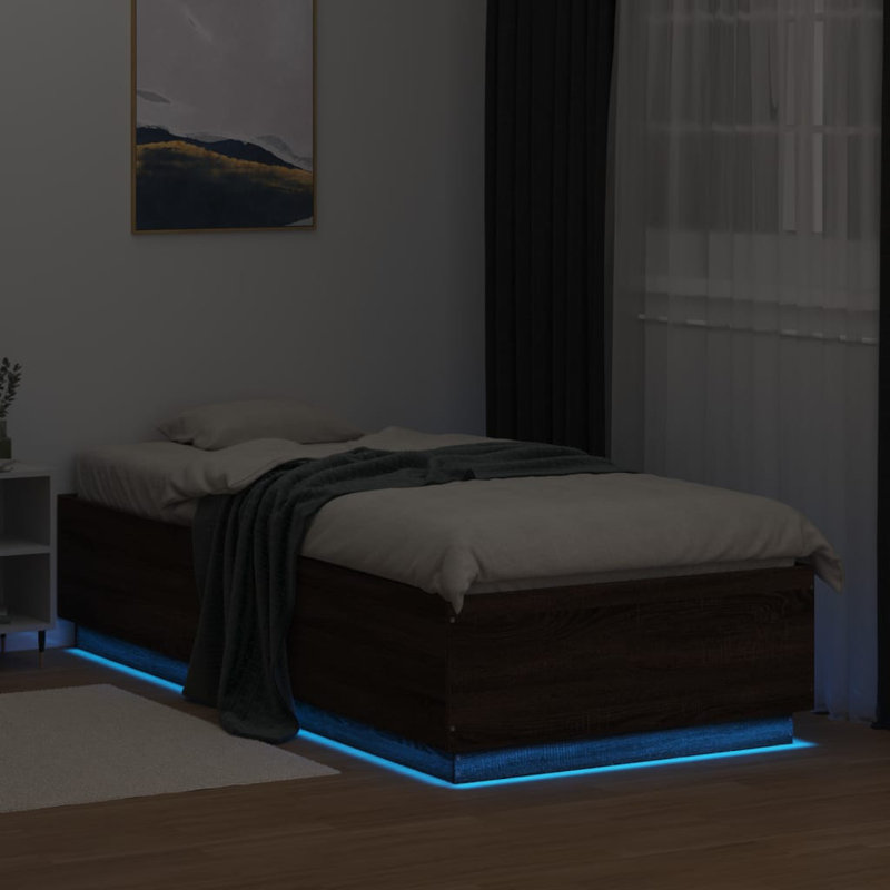 Burlene Bed, Single ( 90 x 200 cm), Brown Oak