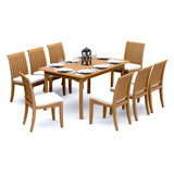 4 Seats 5 Pcs Grade-A Teak Wood Dining Set: 60" Rectangle Table And 4 Lagos Armless Chairs #11LG1300