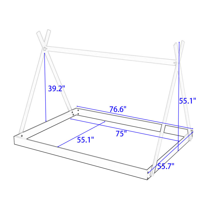 Alarico Full Standard Bed with Triangle Structure, Black/Brown