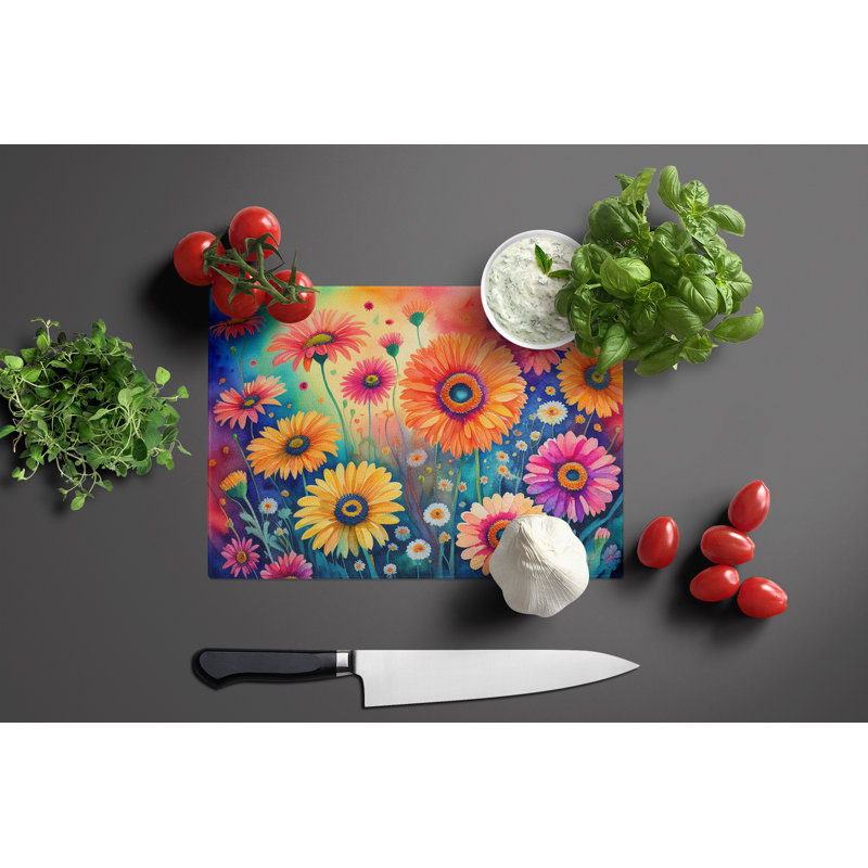 Planche à découper en verre Gerbera