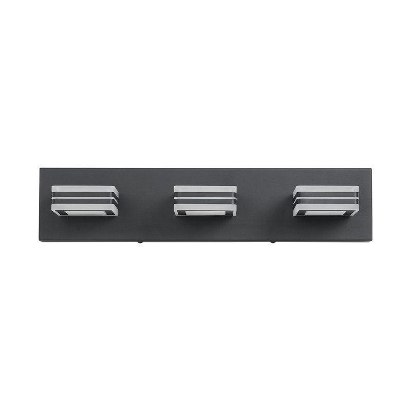 Matte Black Triple-light Up-down Led Modern Bathroom Vanity Light, Iron, Matte Black