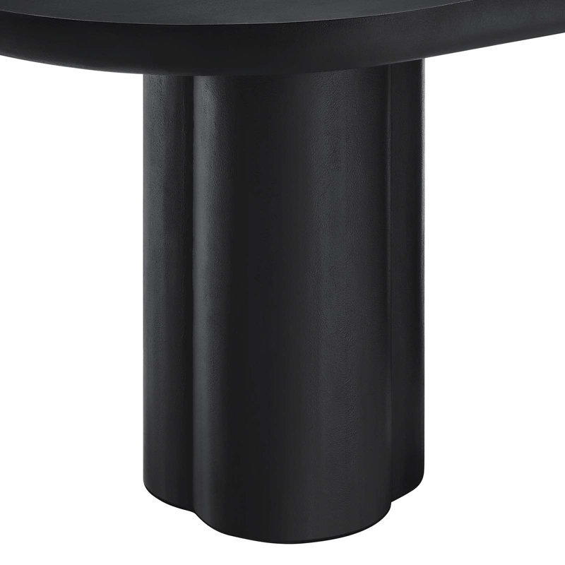 Caspian 72" Black Oval Concrete Dining Table with Double Pedestal Base