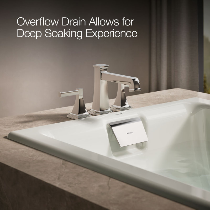 Tea-for-Two 66-In x 36-In Drop-in/Undermount Whirlpool Bath with Reversible Drain, Dune