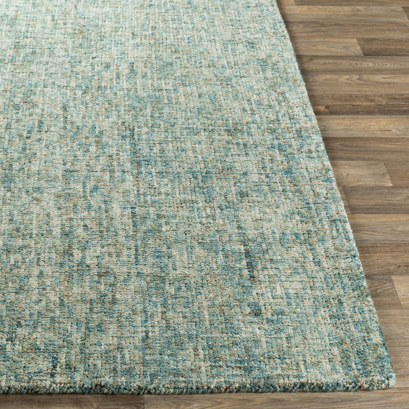 Balcom Hand Tufted Wool Abstract Area Rug in Green, Rectangle 5' x 7'6"