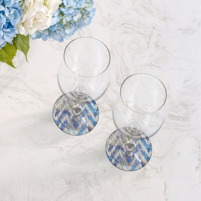 Chevron Coast Vegan Leather Round Coasters, Coast