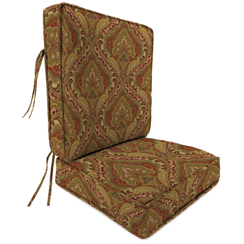 22" x 45" Outdoor Deep Seat Chair Cushion Set with Ties and Welt, Grovedale Pompeii