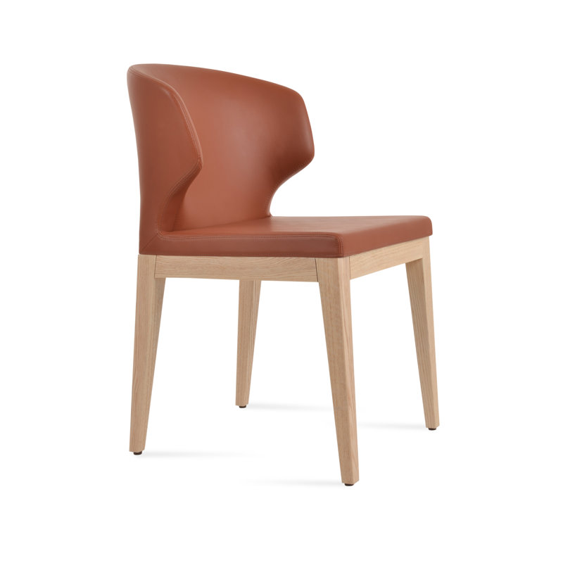 Amed Wood Side Chair, Faux Leather Cinnamon, Ash Natural