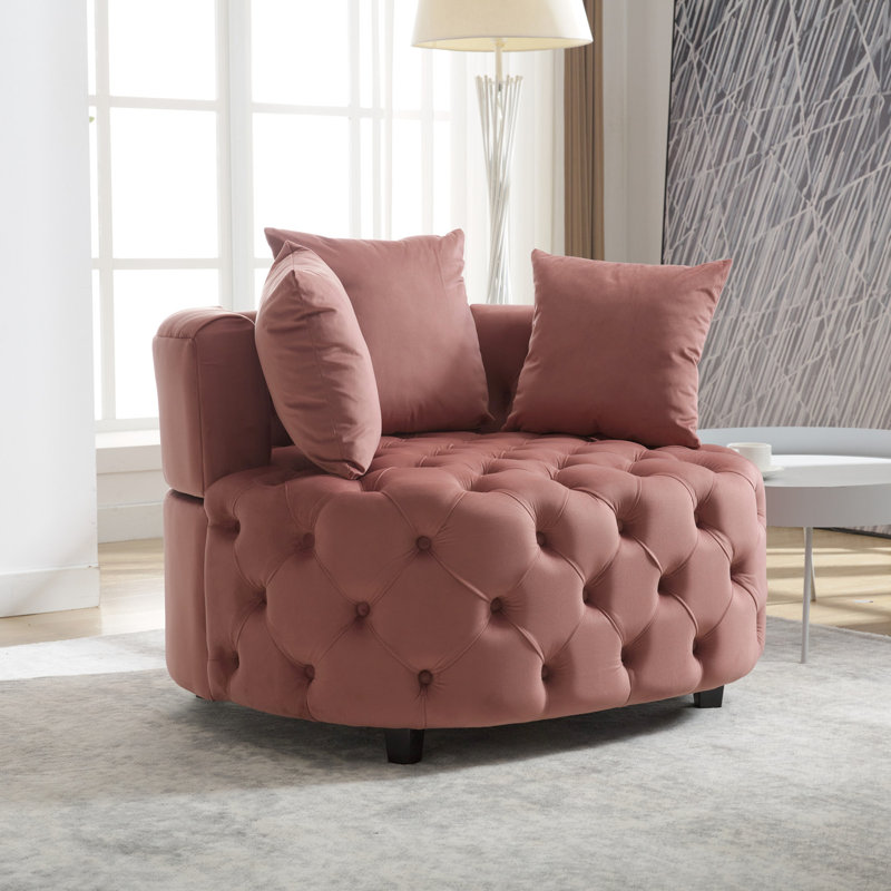 Classical Living Room Chair In Pink Velvet, Foam, American Style Velvet Area Chair, Foam Filled, Modern Design, Pink