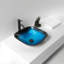 Lavabo de salle de bain vasque en verre trempé artistique avec robinet et bonde escamotable, bleu