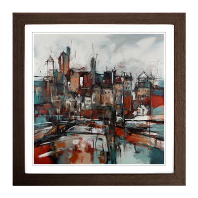 City Of Belfast Abstract Expressionism No.3 - Single Picture Frame Print on Wood