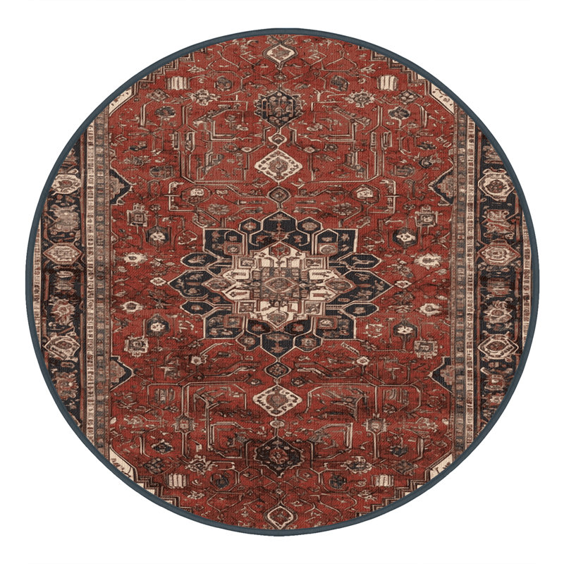 Tapis brun lavable à la machine, Rond 5 pi