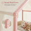 Lit simple à baldaquin rose avec panneaux latéraux rembourrés en velours Canopée en lin respirant Doux lit plateforme moderne avec lit plateforme facile à assembler pour la chambre à coucher