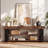 63" Solid Wood Low Console Table with Open Storage Shelves