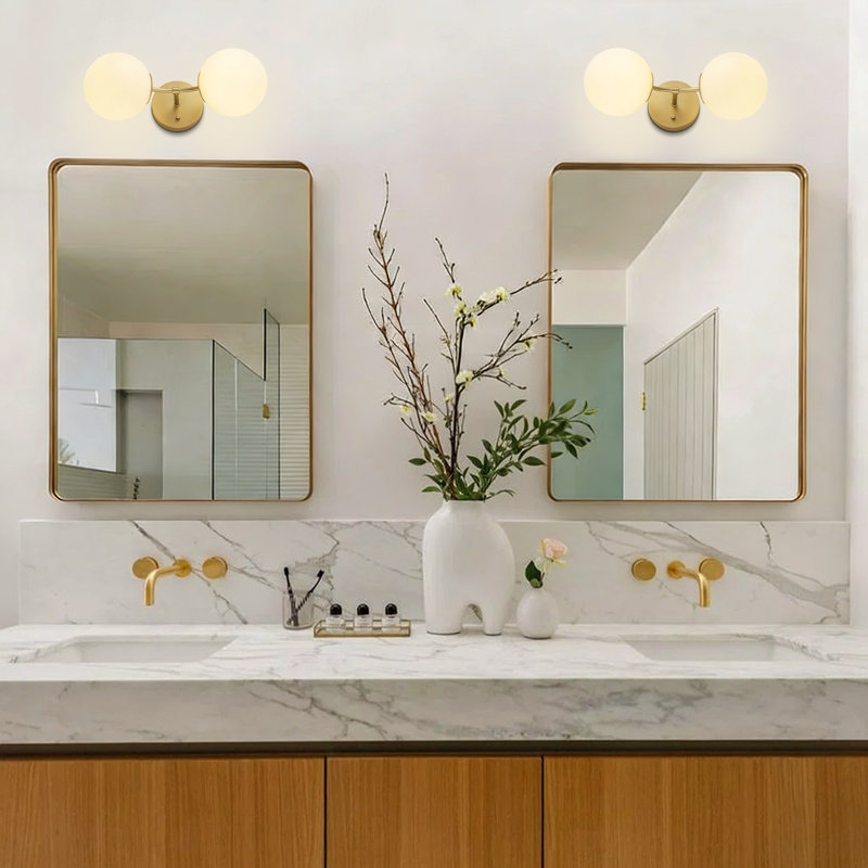 2-Light Modern Glass Globe Wall Sconce