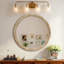 Miroir mural rond rond, miroir à cadre en bois vieilli 31,50 po pour hall d'entrée, salon, salle de bain, miroir décoratif de style maison de campagne