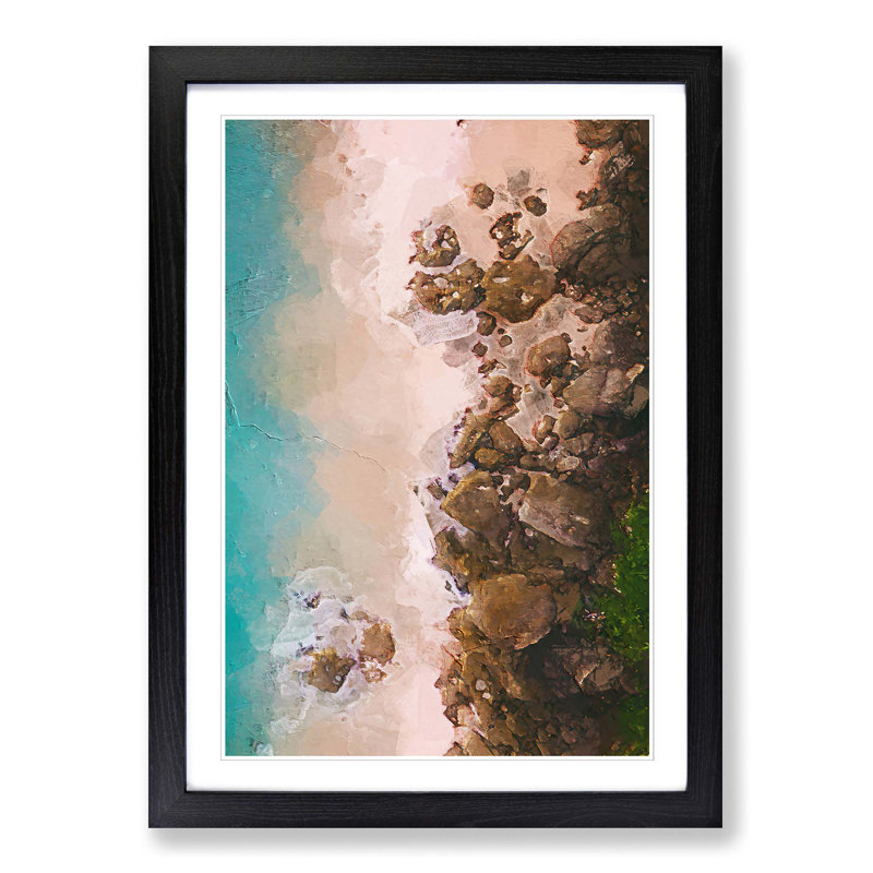 Beach Lines - Single Picture Frame Painting, Black Framed, 33cm H x 24cm W x 2cm D