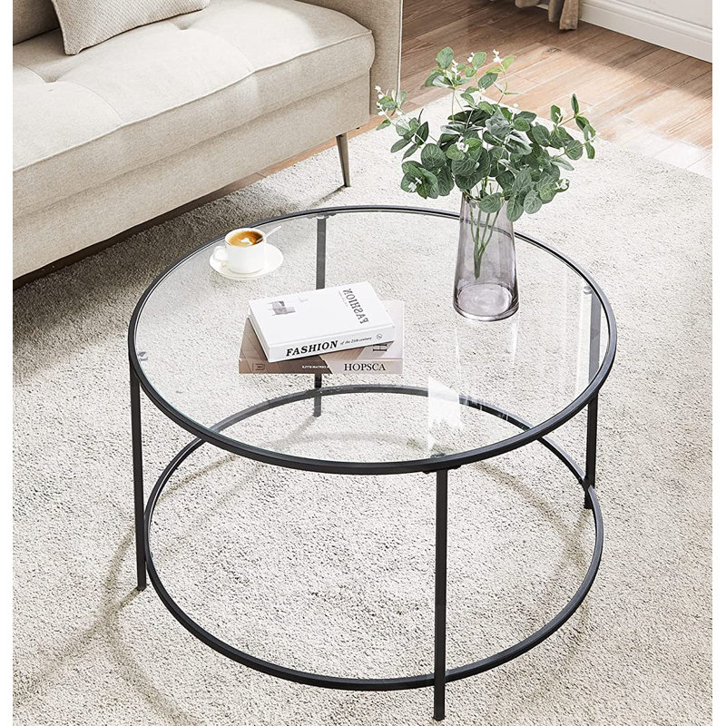 Adiline Frame Coffee Table, Black, Clear