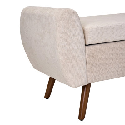 Chenille Upholstered Bench with Flip Top