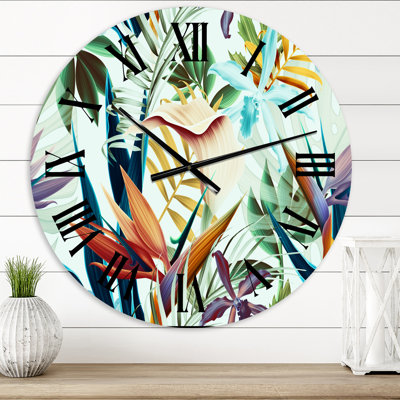 Tropical Vintage Flowers II - Tropical Wall Clock