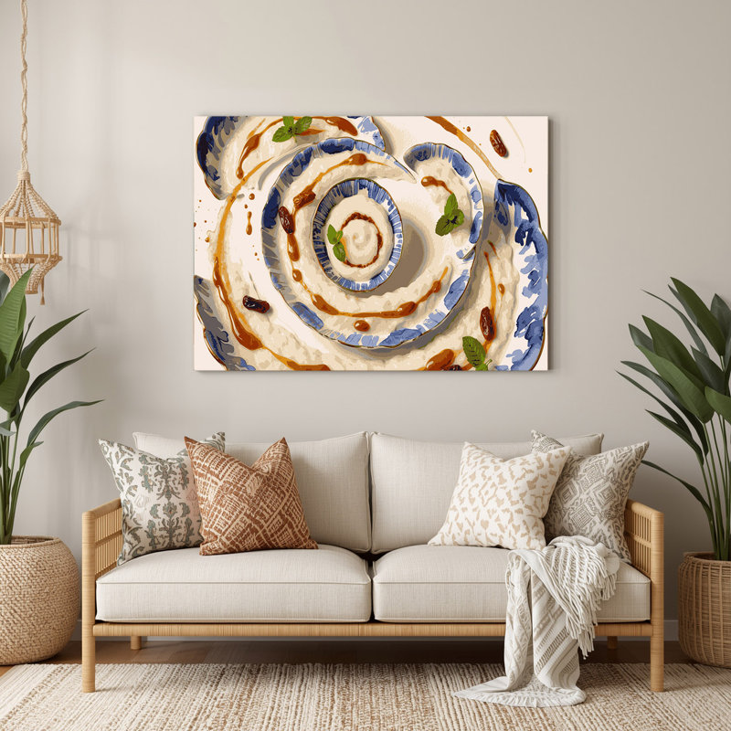 Dessert riz au lait, art mural beige, H 20 po x l 24 po