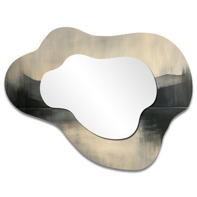Coastal Decorative Wall Mirror – Black Minimalism Norway Winter Landscapes I, Metal Print