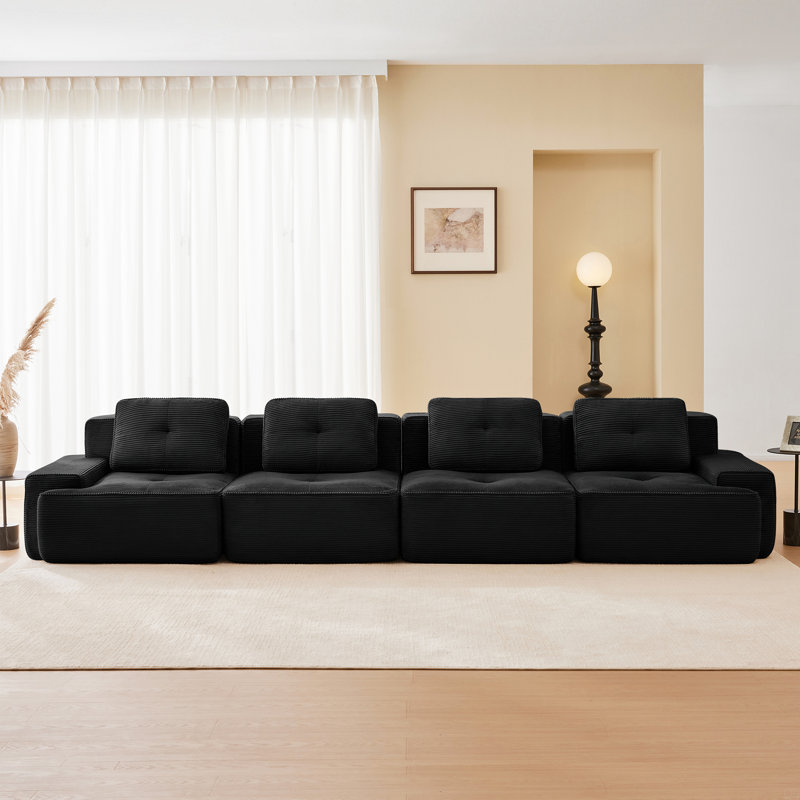 153" Modular Sectional Sofa, Black