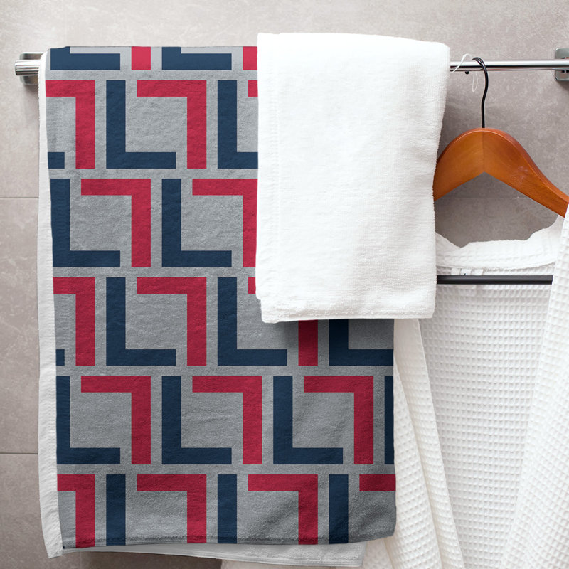 Serviette de plage Houston Throwback, Argent New Century / bleu nautique / rouge