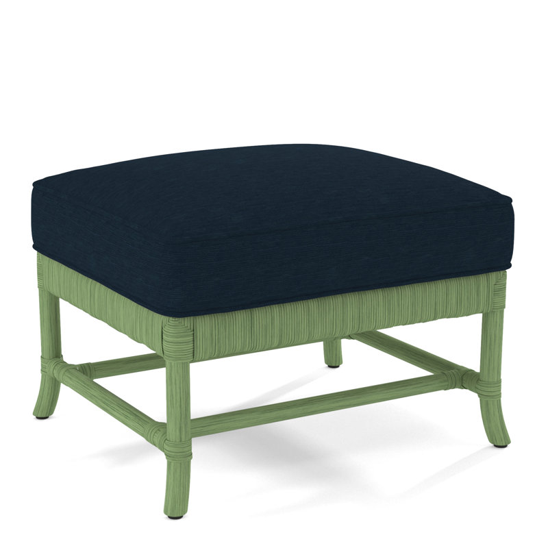 Lafayette Ottoman, Navy Blue Performance Fabric; 0851-61, Celery