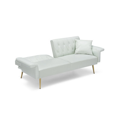 Laticia Twin 67.71"" Wide Leather Tufted Back Convertible Sofa -  Everly Quinn, 91546774EA31461DB5E6790D4C2F5672