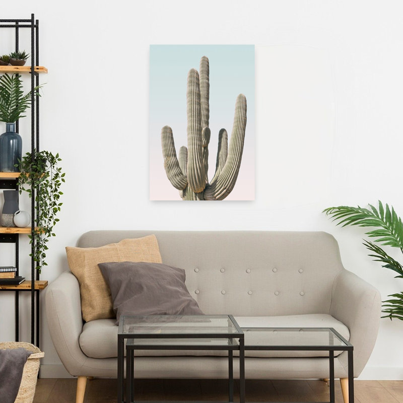 Art contemporain contemporain avec cactus, H 24 po x l 16 po