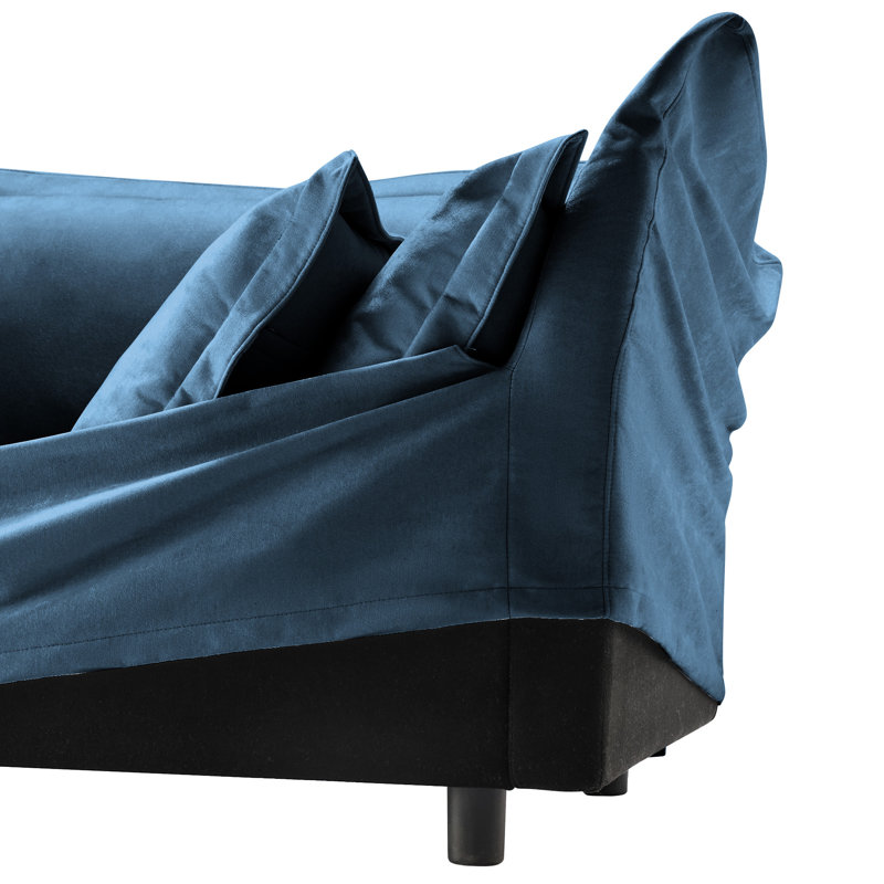 Fauteuil de salon avec chenille bleue, sièges spacieux, tissu amovible, chenille large et stable, confort d'assise profond, housses, structure
