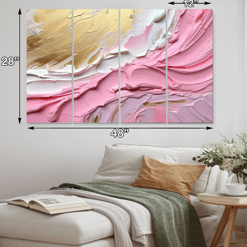 Éclat de spirale rose et doré III 4 pièces
