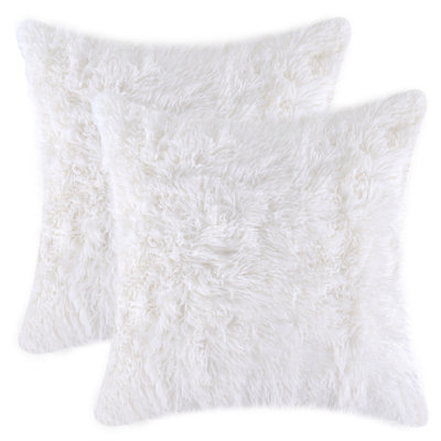Housse de coussin carrée en fausse fourrure