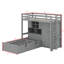 Lit superposé simple avec tiroirs, garde-robe, tablettes de rangement et hydraulique-106693908