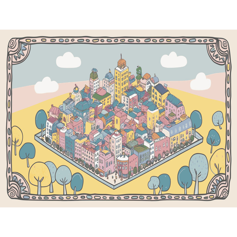 Tapis Harriet Bee City Scape, Rectangulaire 2 pi x 3 pi