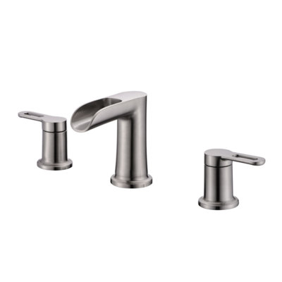 Sozu Collection Two-Handle 6" to 10" Widespread Short-Veseel Lavatory Bathroom Faucet with Drain Assembly - Brushed Nickel