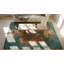 Tapis art déco chinois artistique à motif floral sarcelle