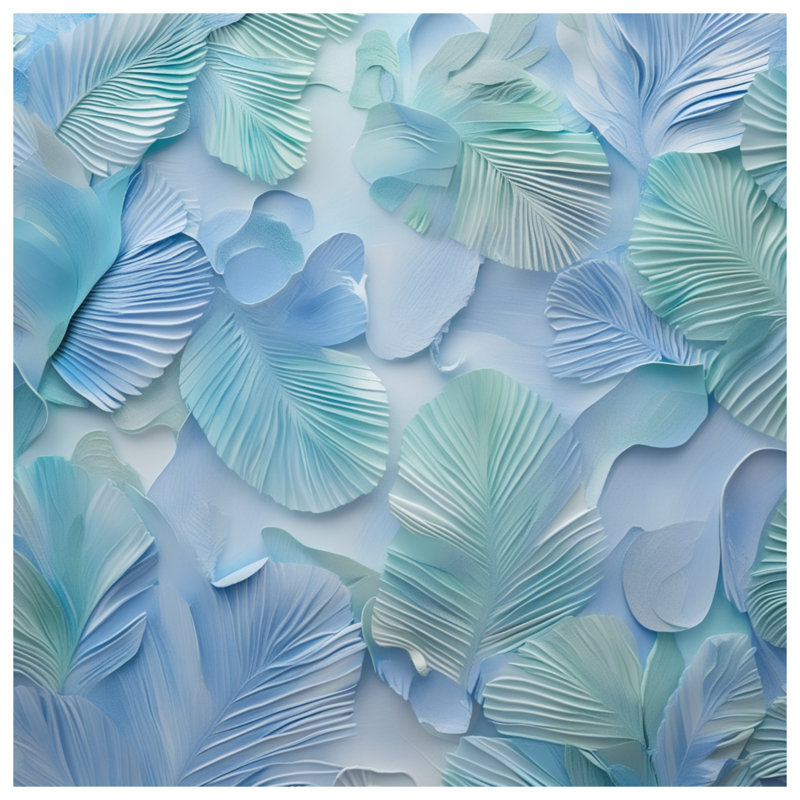 Édredon texturé à feuilles bleues et vertes, Lit simple