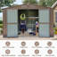 Remise de jardin 10 'x 8' en métal, double porte imperméable avec serrure ventilée brune pour l'extérieur en métal antirouille et verrouillable