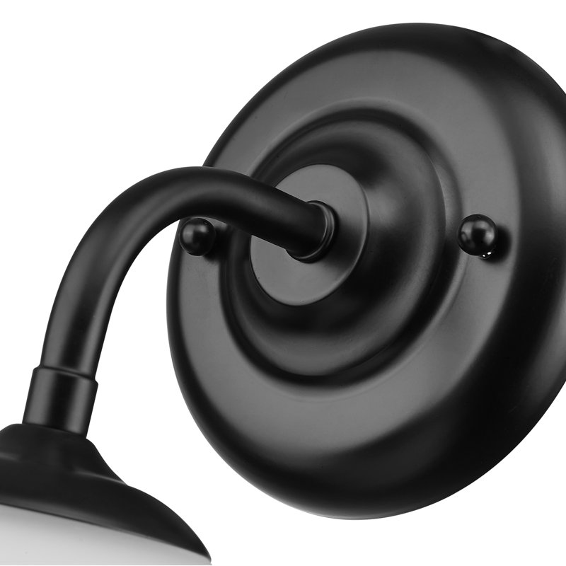 1 - Light Wall Sconce - Matte Black - Opal Glass, Matte Black