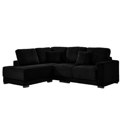 93" Sectional Sofa, L Shaped Sofa Couch With Reversible Chaise Lounge, Upholstered Soft Corduroy Couch For Living Room, Apartment (Green)