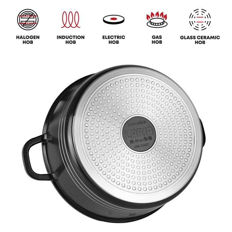 Laria 8 - Piece Non-Stick Aluminium Cookware Set - Induction Ready, Black