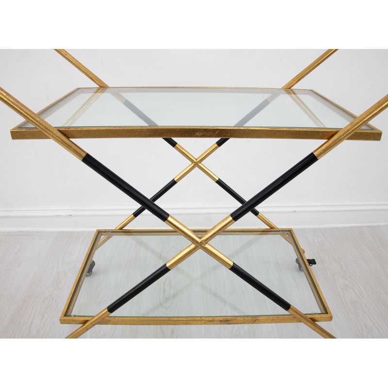 Lisa Bar Cart, Gold/Black