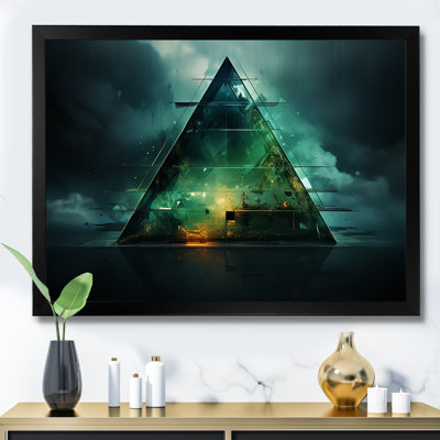 «Green Abstract Echoes Of Piramid II», art mural géométrique