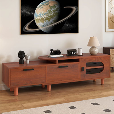Mid Century Deformable TV Stand, TV Cabinet, Corner TV Stand with Large Storage Drawers and Cabinet