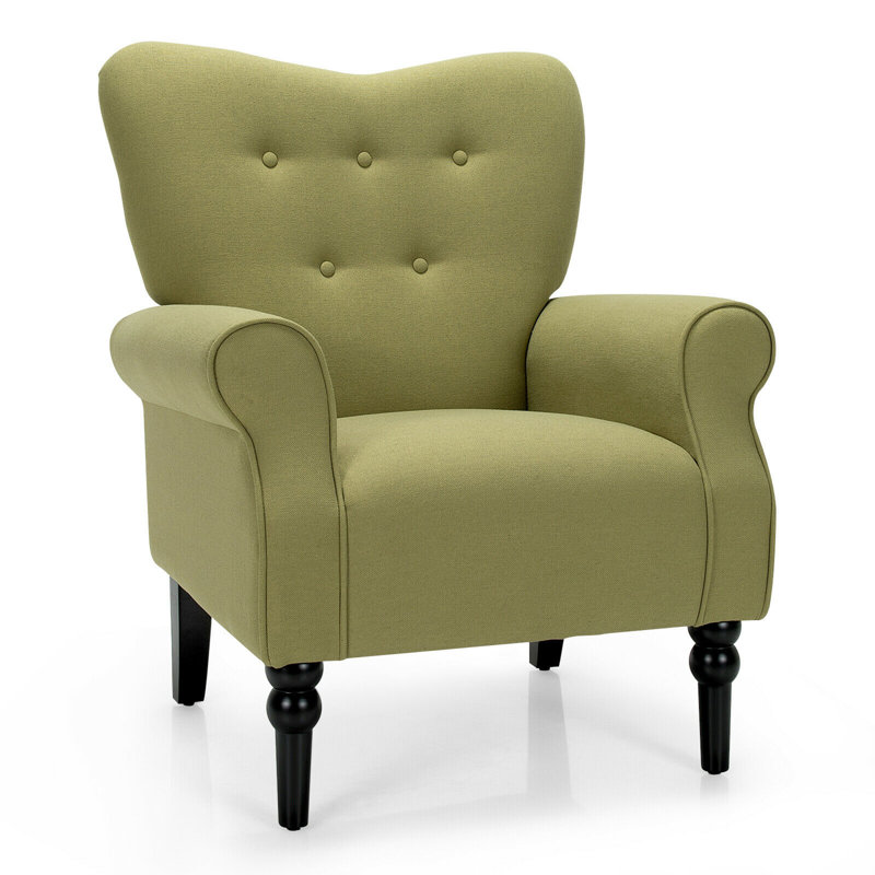 Fauteuil capitonné de 31 po de large Derold, Mélange de polyester vert avocat