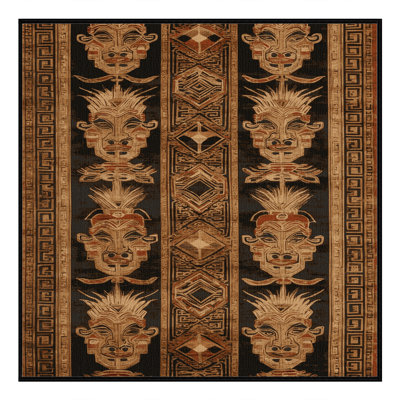 Machine Washable Art Deco Black Area Rug