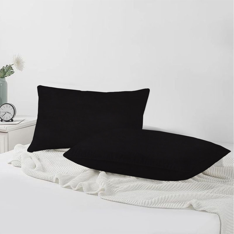 A1HC Set of 2 Luxurious Velvet Throw Pillow Covers — Soft Decorative Cushions with Hidden Zipper, Black, 12" x 20"